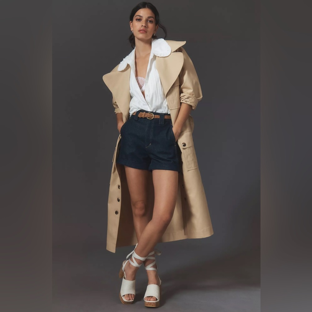 Farm Rio Pockets Over Nude Trench Coat - M